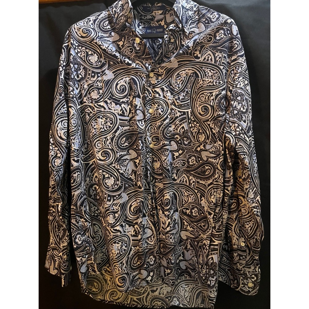 2 Alan Flusser button up long sleeve paisley‎ print 100% cotton size Mens Medium
